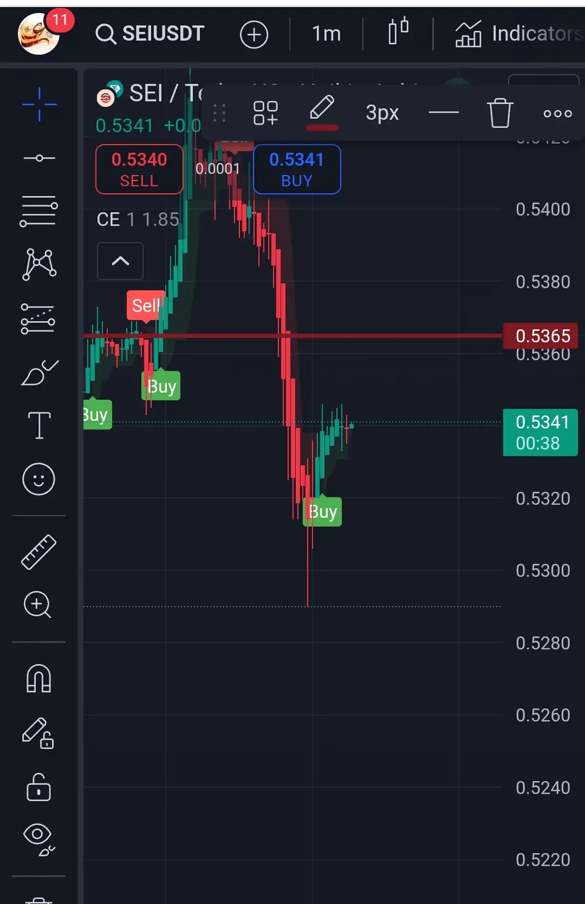 سیگنال SEIUSDT از Alifx در تاریخ 03/08/27 | 00:09 از 